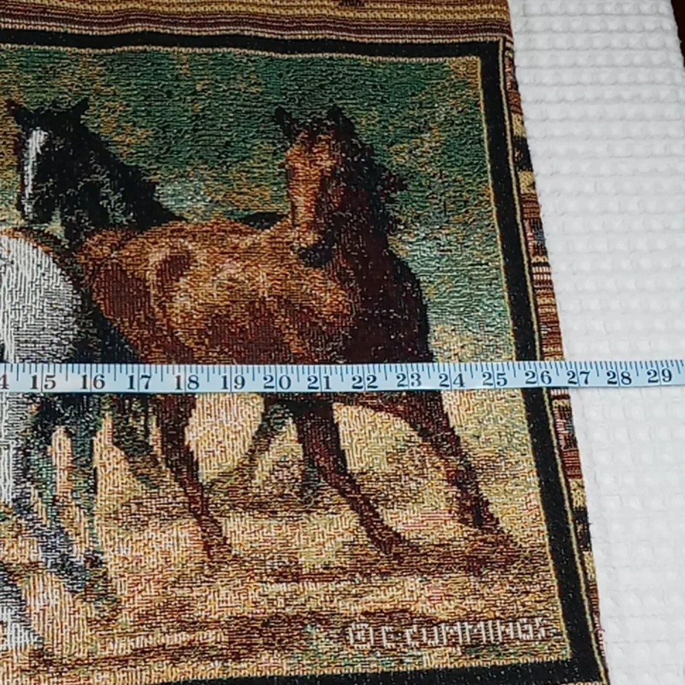 Vintage Home Run Set of Standard Tapestry Pillow Shams Made in USA Wild Horses